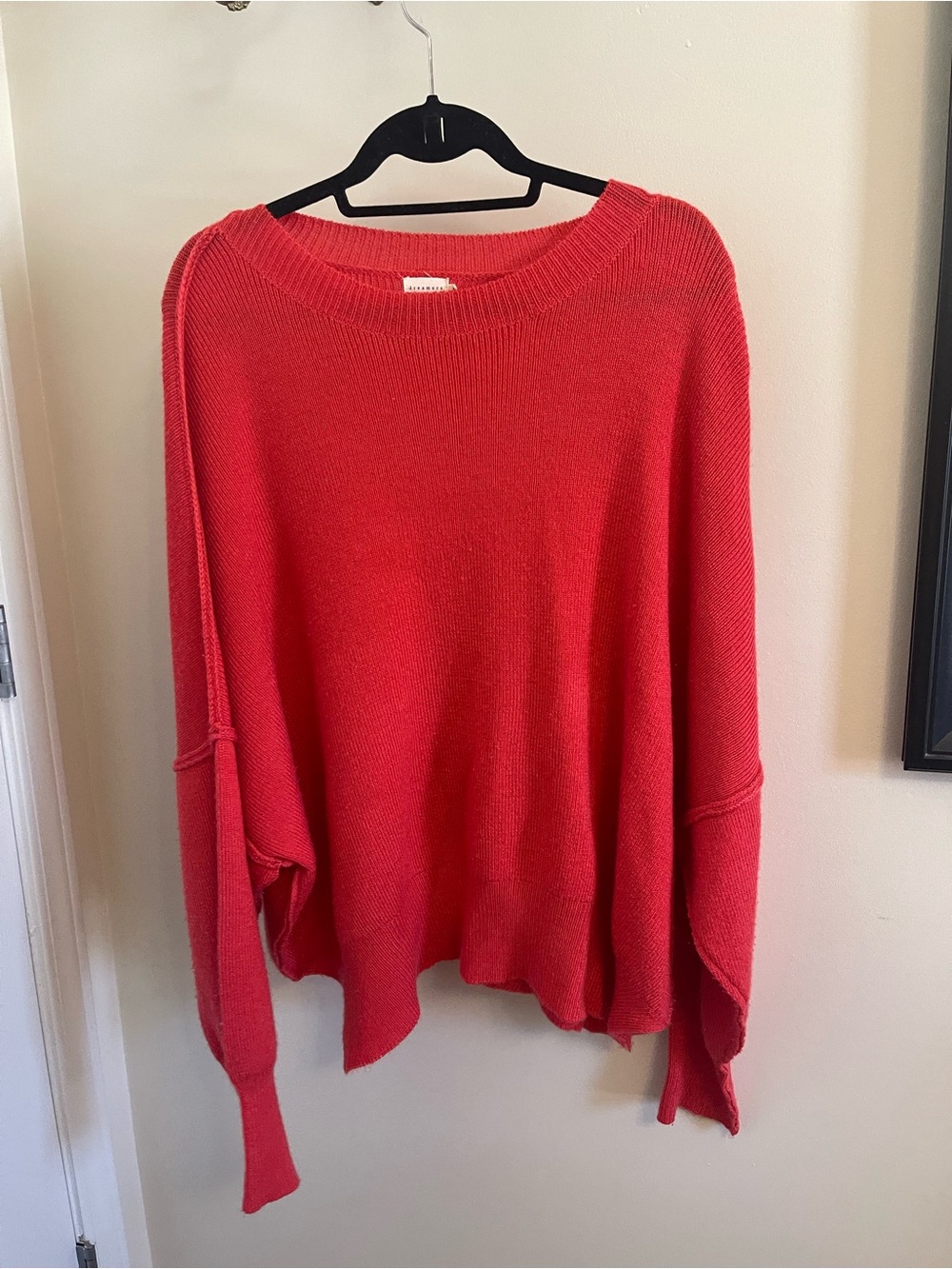 Red Women's Oversized Crewneck Sweater